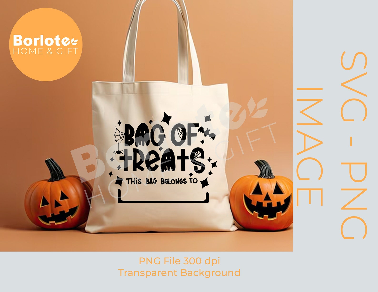 Bag of Treats SVG PNG, Trick or Treat SVG, Personalized Halloween Bag ...