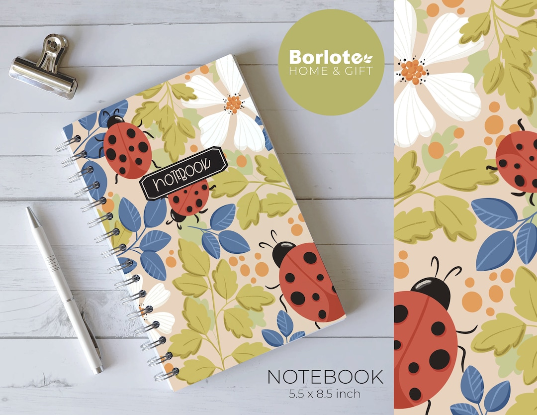 Hardcover Spiral Journal, Lady Bug Notebook, Floral Notebook, Spiral ...