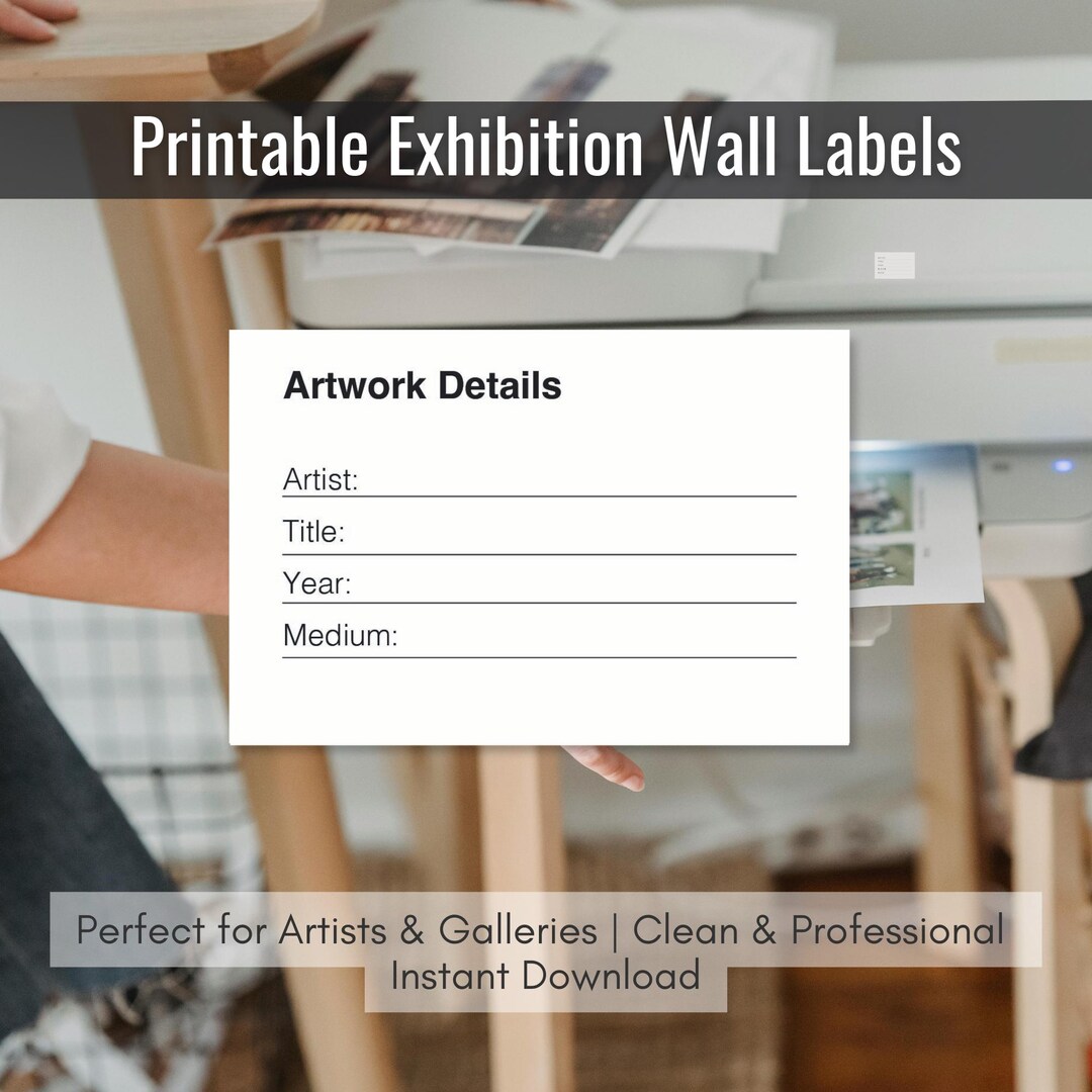 Printable Minimal Art Exhibition Labels Gallery Wall Tags Template