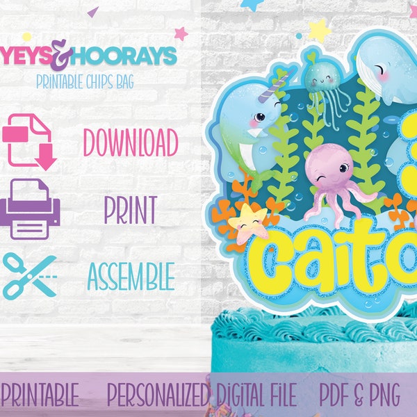 Printable Under The Sea Party Cake Topper Party Decoraion