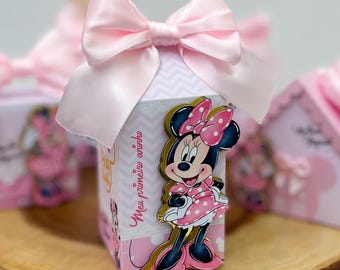 Recuerdos de fiesta de Minnie Mouse. Cajas de dulces de Minnie. Decoración y cajas de regalo para fiestas. Bolsa de sorpresas. Caja de fiesta rosa de Minnie - Set de 20 piezas