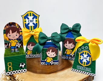 Favores de caixa de futebol brasileiro - Decoración de futebol - Seleção Brasileira de Futebol
