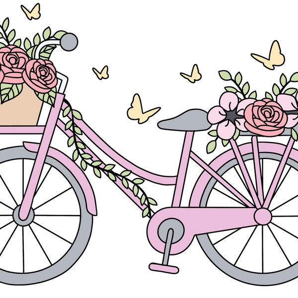 Bicycle With Flowers SVG and PNG/ Decal/ Sticker