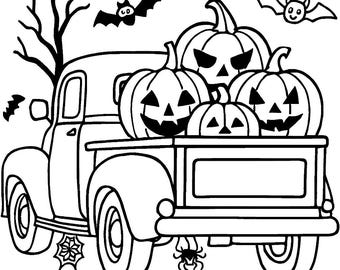 Camión vintage con calabazas Halloween SVG/ Halloween