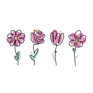Flores em linha única SVG / decalque / adesivo