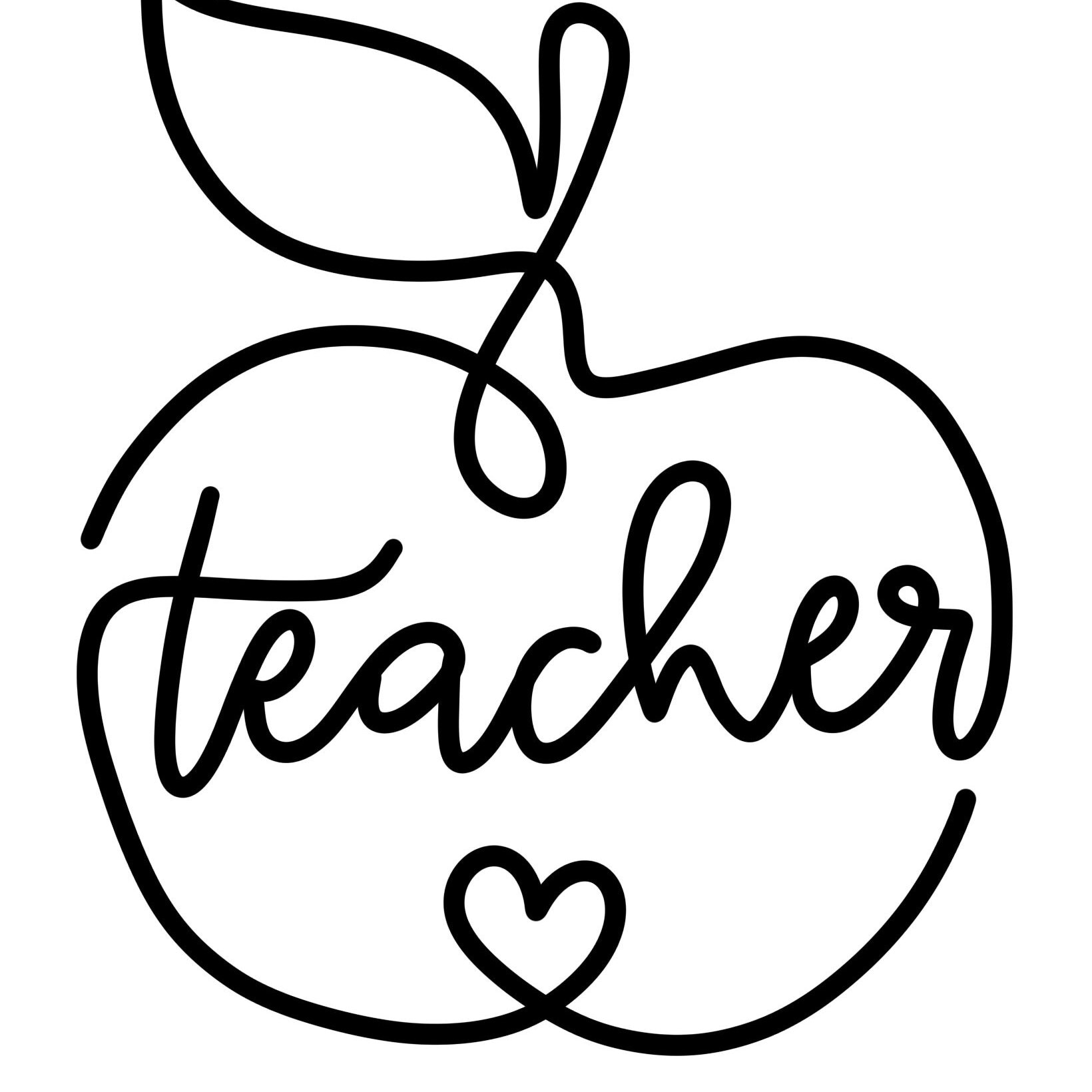 Profesor SVG y PNG/ De una sola línea/ Apple/ Calcomanía/ Pegatina