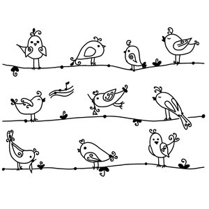 Vogels op een lijn SVG/sticker/sticker