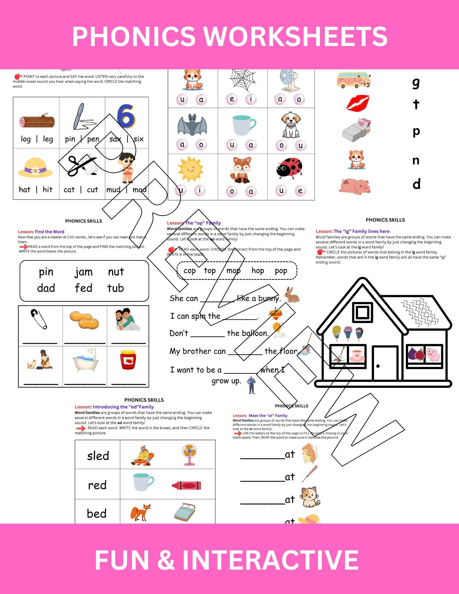 Phonics Lessons BUNDLE for Kindergarten Digital Downloadable Worksheets ...