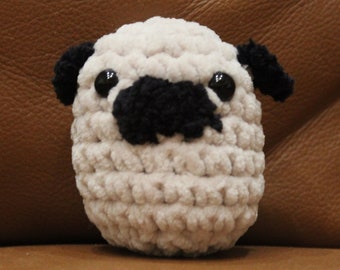 Handmade Mini Crocheted Pug Stress Ball