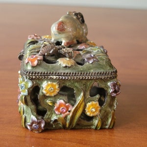 Vintage Rucinni Bunny Rabbit Jeweled Metal Trinket Box With Swarovski ...