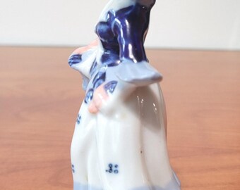 Vintage Porcelain Figurine: Blue & White Victorian Woman, Occupied