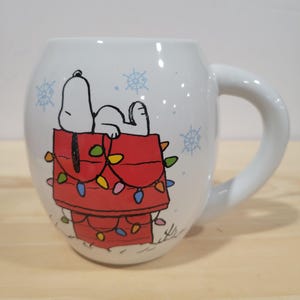 Christmas Coffee Mug Oversized Peanuts Snoopy Woodstock Christmas Home Sweet Home 2013 Snoopy on Doghouse with Xmas Lights