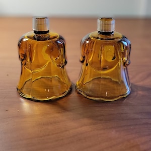 Vintage Amber Glass Peg Votive Candle Holder Pair Home Interiors Tulip Shaped Sweet Swag