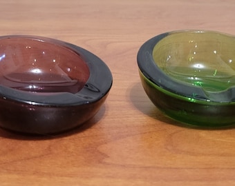 Viking Glass Orb Ashtrays Forest Green and Cranberry Red  Perfect Condition Sold Separately