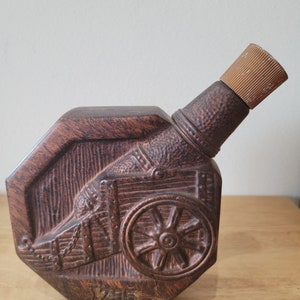 Vintage Jim Beam 1975 Bonded Beam Bronze Cannon Shaped Jim Beam Bourbon Bottle (Empty) Bourbon Whiskey Brown Glass Excellent Shape!
