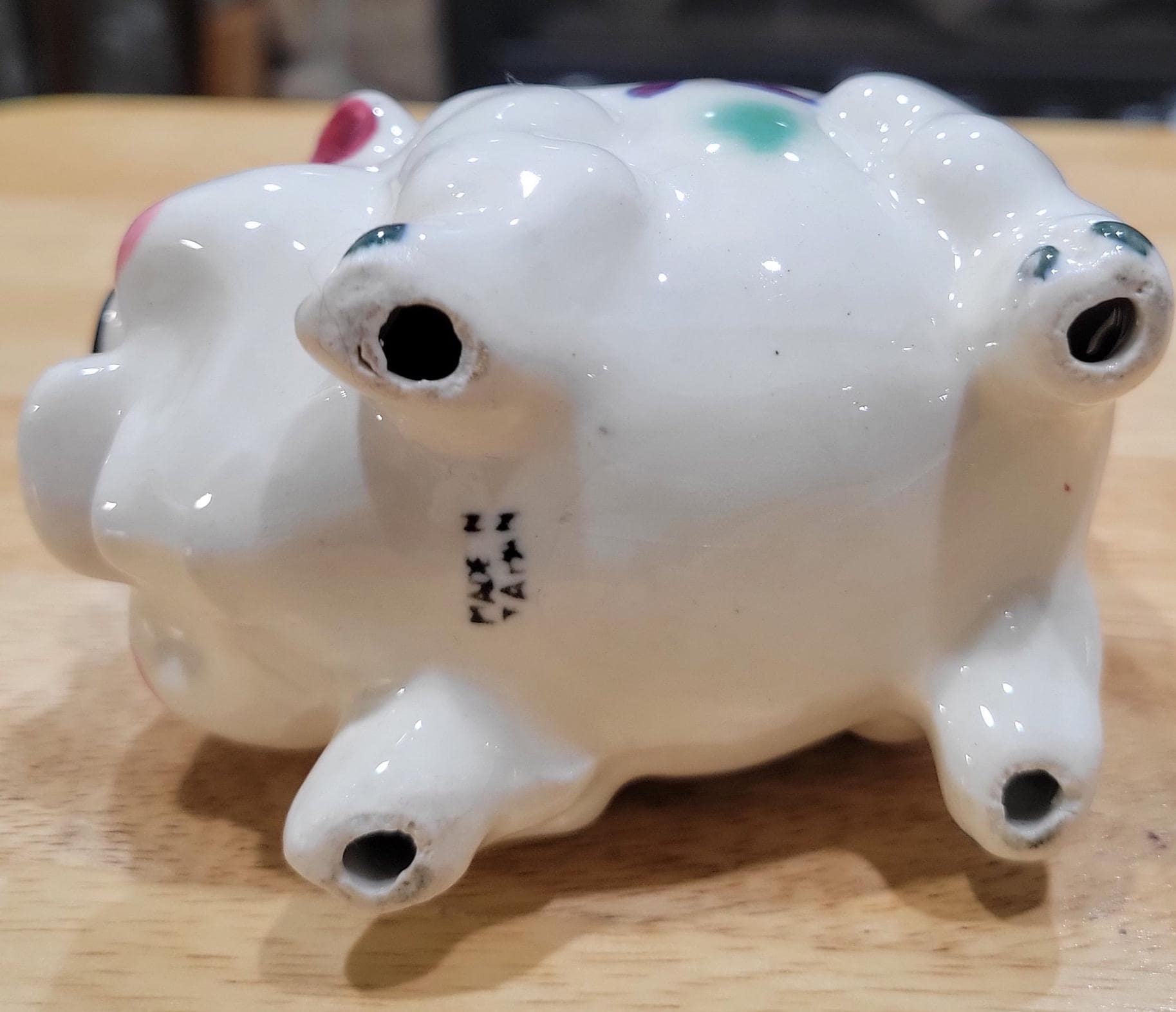 ヴィンテージ陶器貯金箱、シルクハットをかぶった粋な豚、台湾製