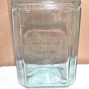Pot à piles ancien Delco-Light Exide en verre Ironclad, vers les années 1920