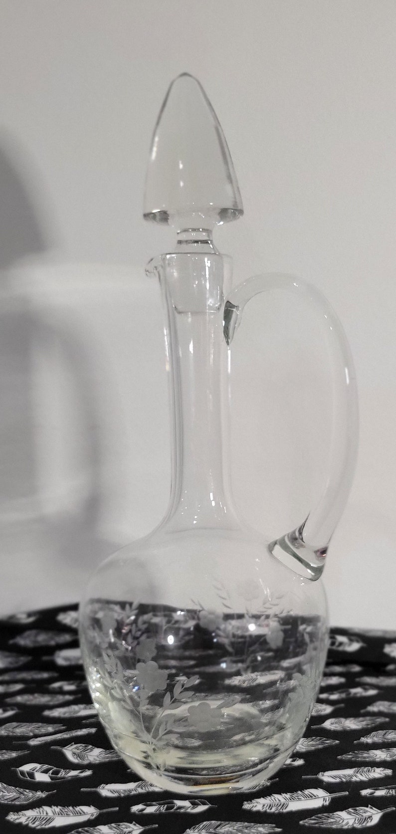 Vintage LARGE Crystal Handled Wine Decanter & Stopper Burton Etsy