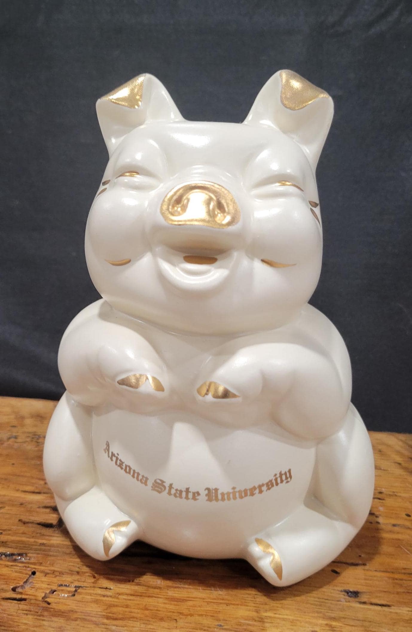Vintage Arizona State University Piggy Bank With Gold Trim (no