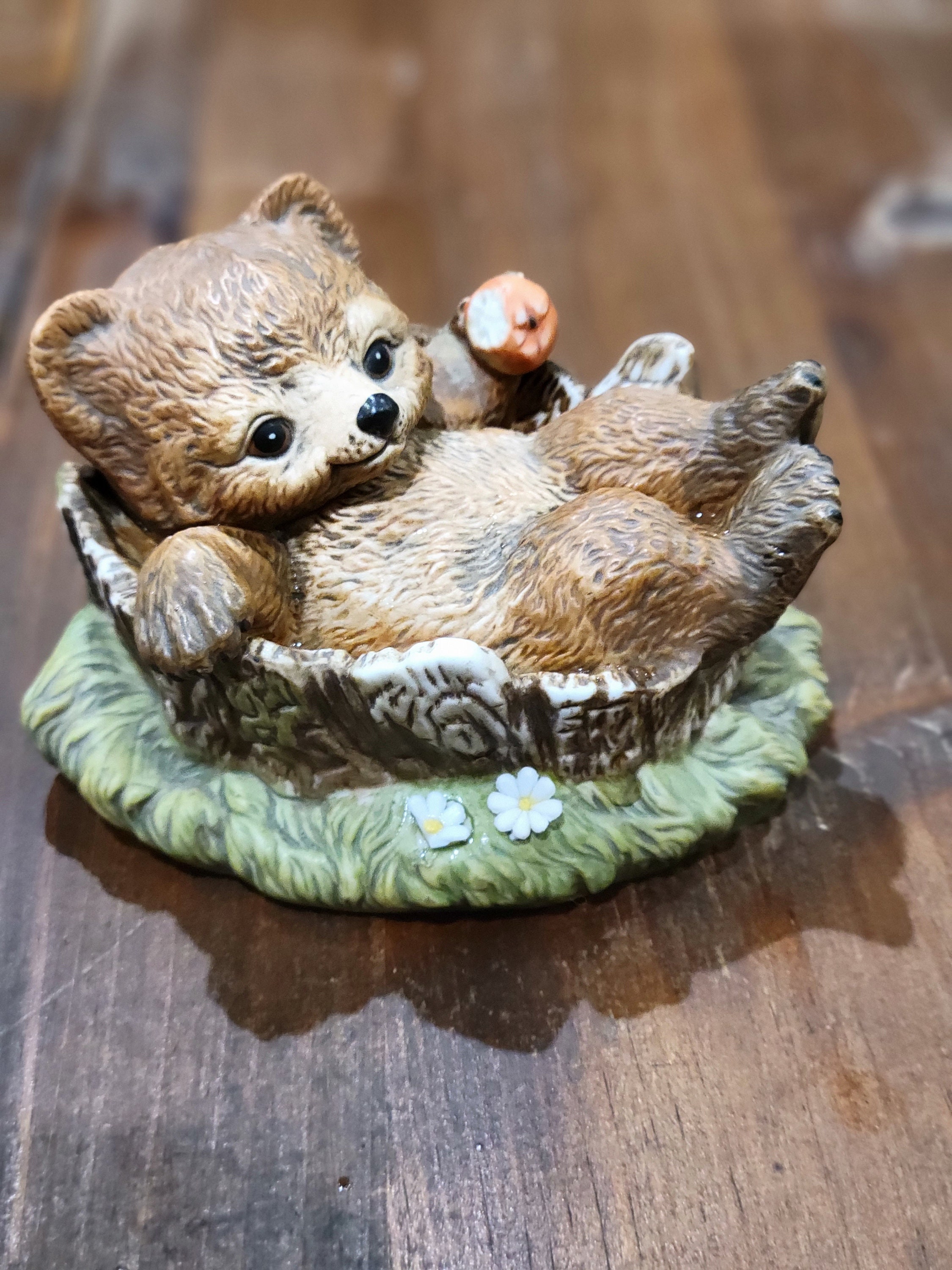 Vintage Sweet Baby Bear Homco Masterpiece Porcelain Bear Cub