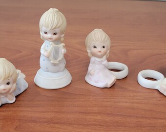Vintage Lefton Angel Candle Huggers, Christopher Collection, Set of 4