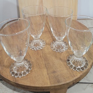 Vintage Set of four 5.5 inch Juice Champagne Wine Drinking Glass Berwick-Boopie-Pattern Clear by ANCHOR HOCKING Mid Century Modern