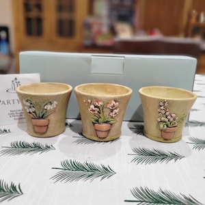 Set of 3 Partylite Terrace Blossom Votive or Tealight Holder Flowerpots, New Retired
