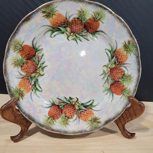 Vintage Salad Plate Gold Accents November Pineapple Decorations Collectible Plate Hawaii Vacation Souvenir Kitchen Accent