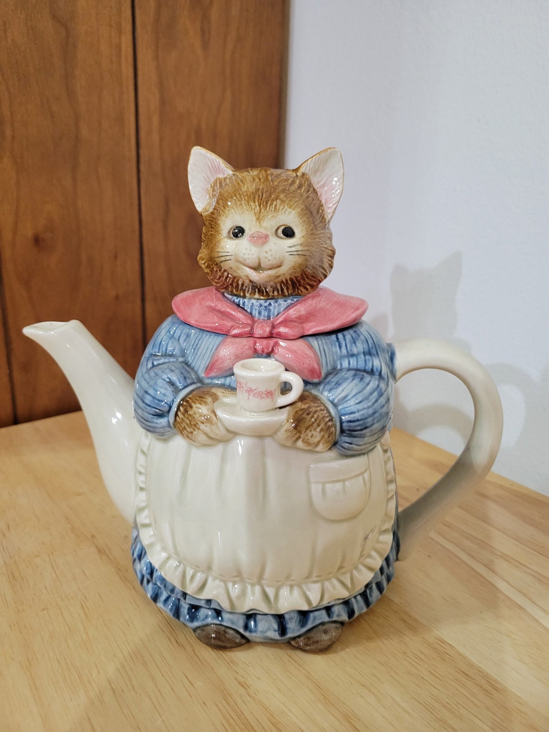 Vintage Otagiri Mrs Whiskers Kitty Cat Teapot Mother Cat W/tea Cup