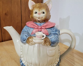 catのポットvintage 置物陶器 子猫ティーカップ小物入れアクセサリー入れ catのポットvintage 置物陶器 子猫ティーカップ小物入れアクセサリー入れ