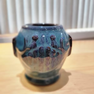Vintage Canadian Pottery Studio Art Pottery Small Vase Turquoise Signed C.P.N.P Beautiful Urn Shape Art Deco