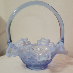 希少！フェントン ピンク色クレストバスケット アンティークfenton