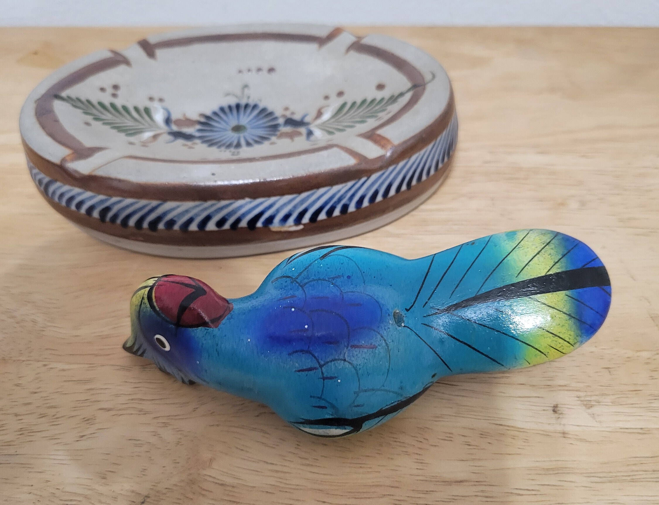 ヴィンテージ 1970 年代 メキシコ フォークアート コンゴウインコ