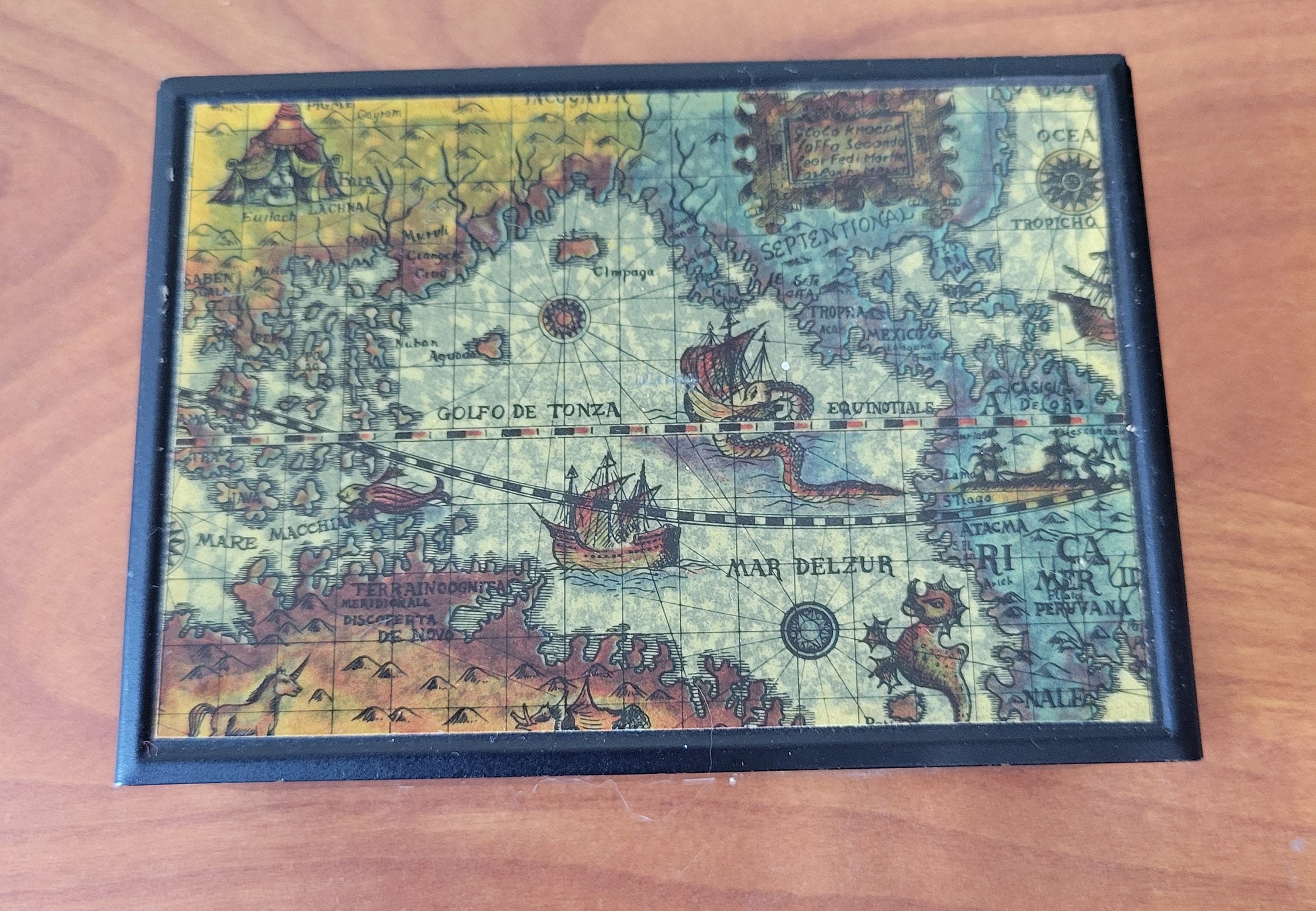 Vintage Cigarette Box Bakelite With Metal Hinged Lid Map of