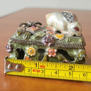 Vintage Rucinni Bunny Rabbit Jeweled Metal Trinket Box With Swarovski ...