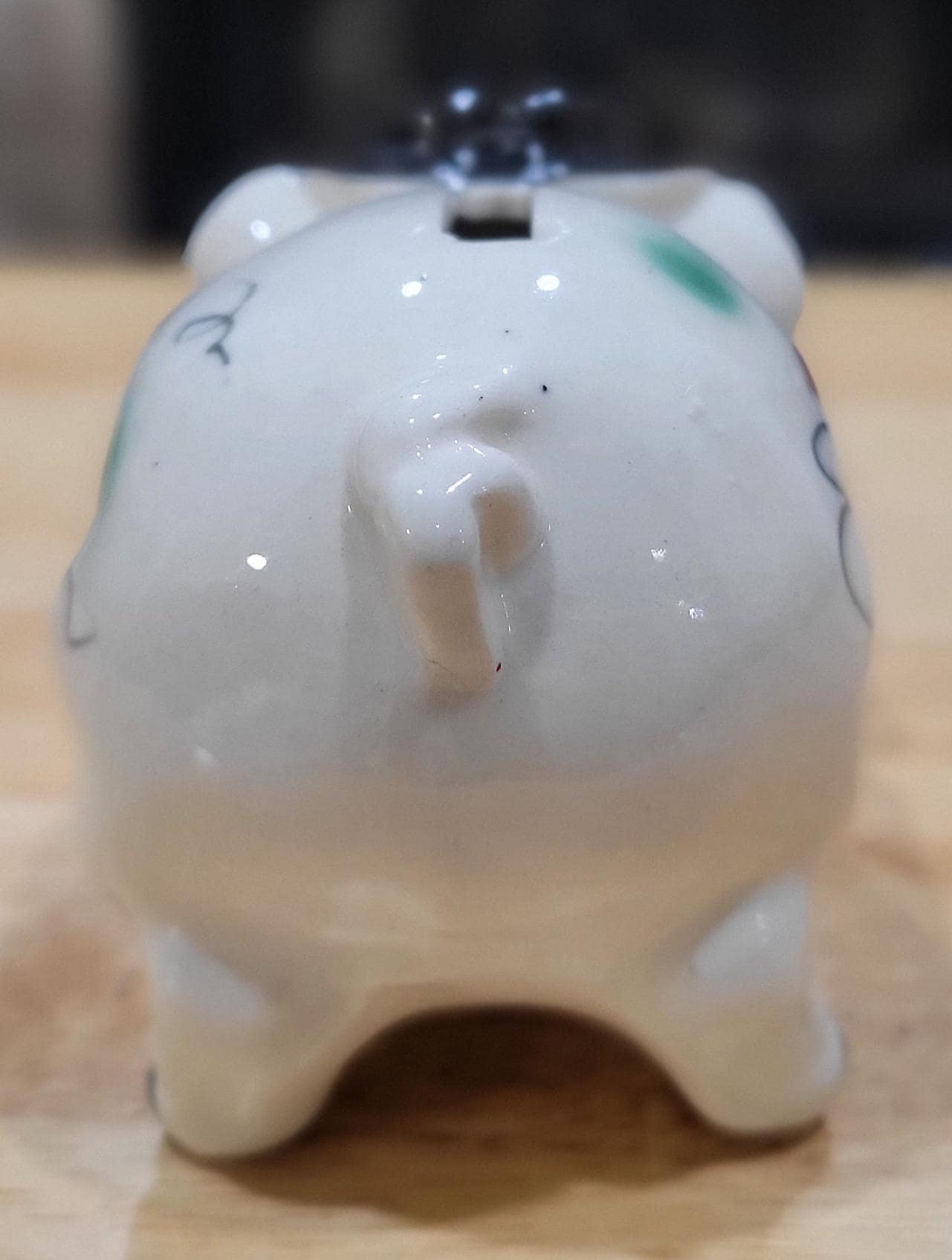 ヴィンテージ陶器貯金箱、シルクハットをかぶった粋な豚、台湾製