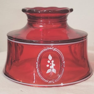 Vintage Westmoreland Cranberry Red Glass Fairy Lamp Shade with Rose and Medallion Design Shade Only Perfect Condition