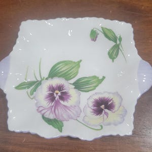 Vintage Pansy Bone China Mint Tray or Bon Bon Tray by Shelley Made in England Perfect Condition