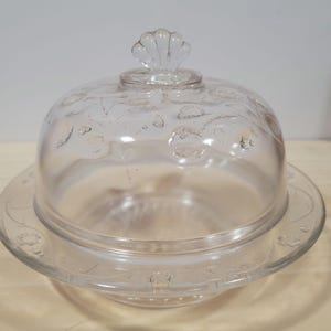 1881 HTF EAPG Central Glass Cabbage Rose Butter Dish with Fan Finial Rare Find in Perfect Condition!