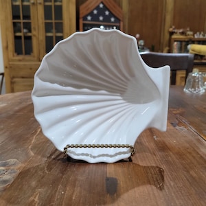 Anneau plat coquillage en céramique blanche, plat de bonbons, décoration nautique maison de plage, décoration sirène
