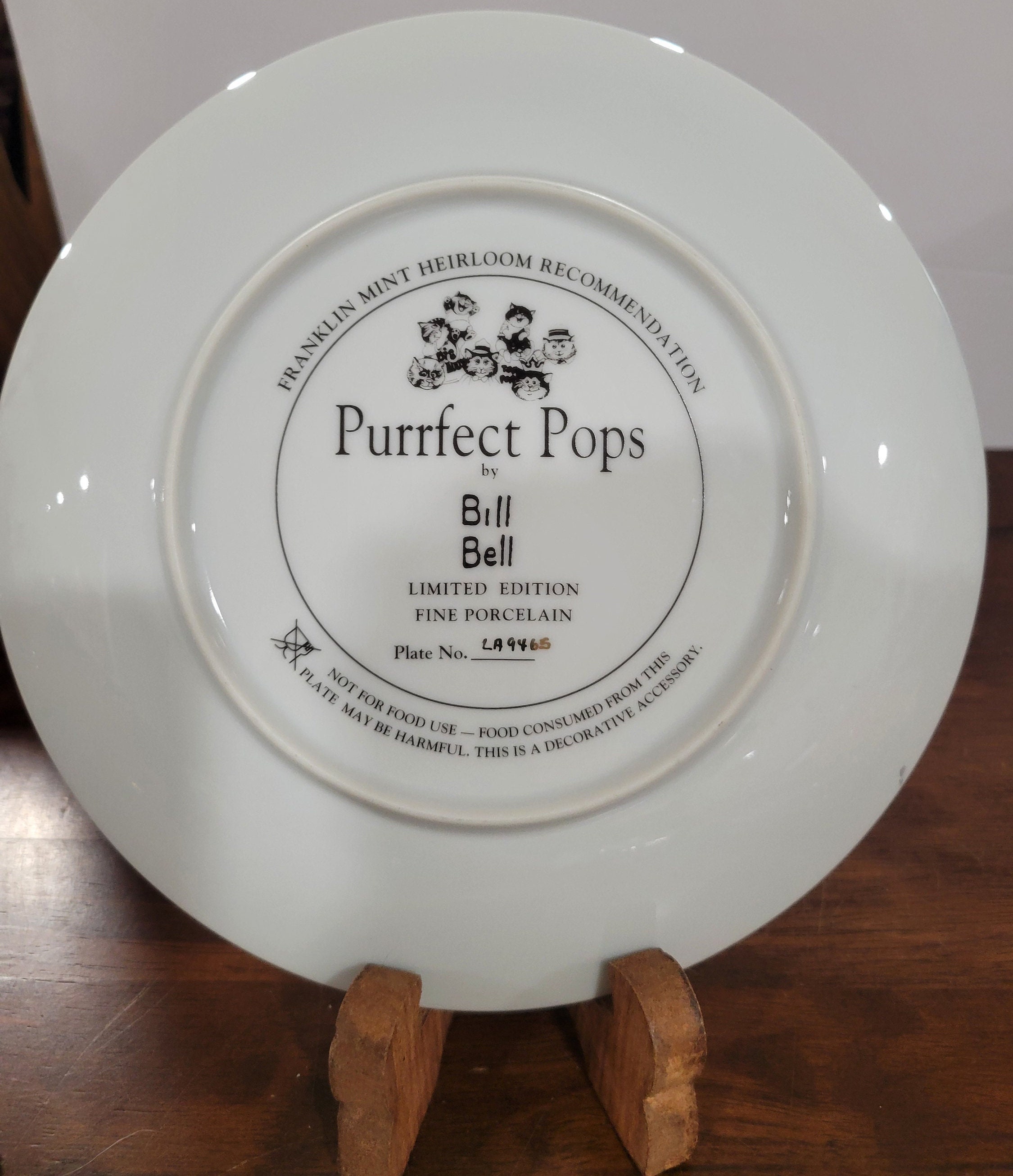 Vintage Set of 2 Franklin Mint Cat Holiday Themed Plates by Bill