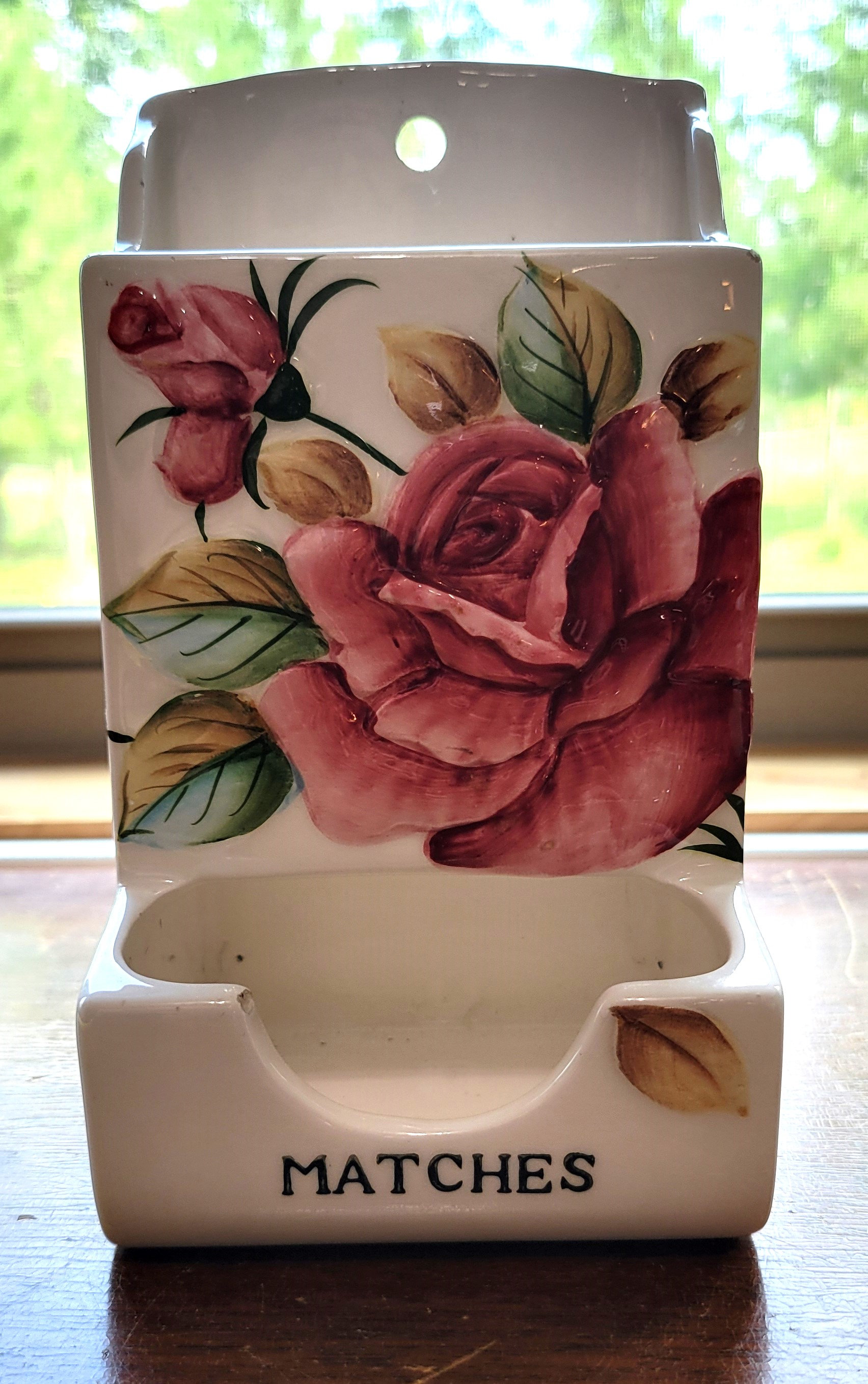 Vintage Lefton #968 AMERICANA ROSE Matches Match Box Holder Wall