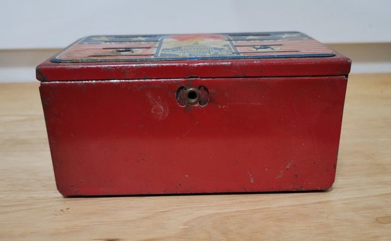 Vintage 1940s Marx Steel Coin Bank: US Capital Litho, Original Key