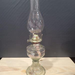 Vintage Elegant Oil Lamp Lantern Clear Glass 13 Inches tall
