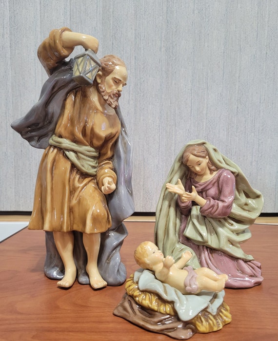 Vintage Porzellan Krippe, Die Heilige Familie, Baby Jesus