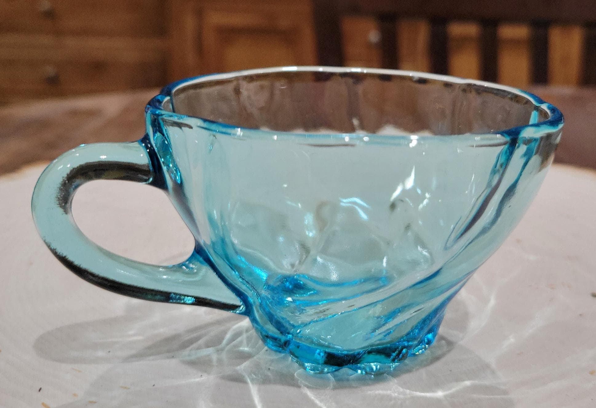 Vintage Hazel Atlas Capri Blue Glass Snack Set Mid Century