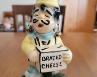 Vintage RARE Organ Grinder with Monkey Grated Parmesan Cheese Shaker, Powdered Cheese Shaker Italian Kitchen Gifts for the Cook