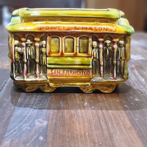 Vintage San Francisco Ceramic Trolley Cable Car Planter Powell Market Mason Hyde Beach Made in Japan