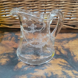 Vintage Antique Depression Glass Pitcher Creamer or Syrup Jug Creamer in Garland (Etch 237, Stem 880) by Fostoria Made between 1915 - 1926