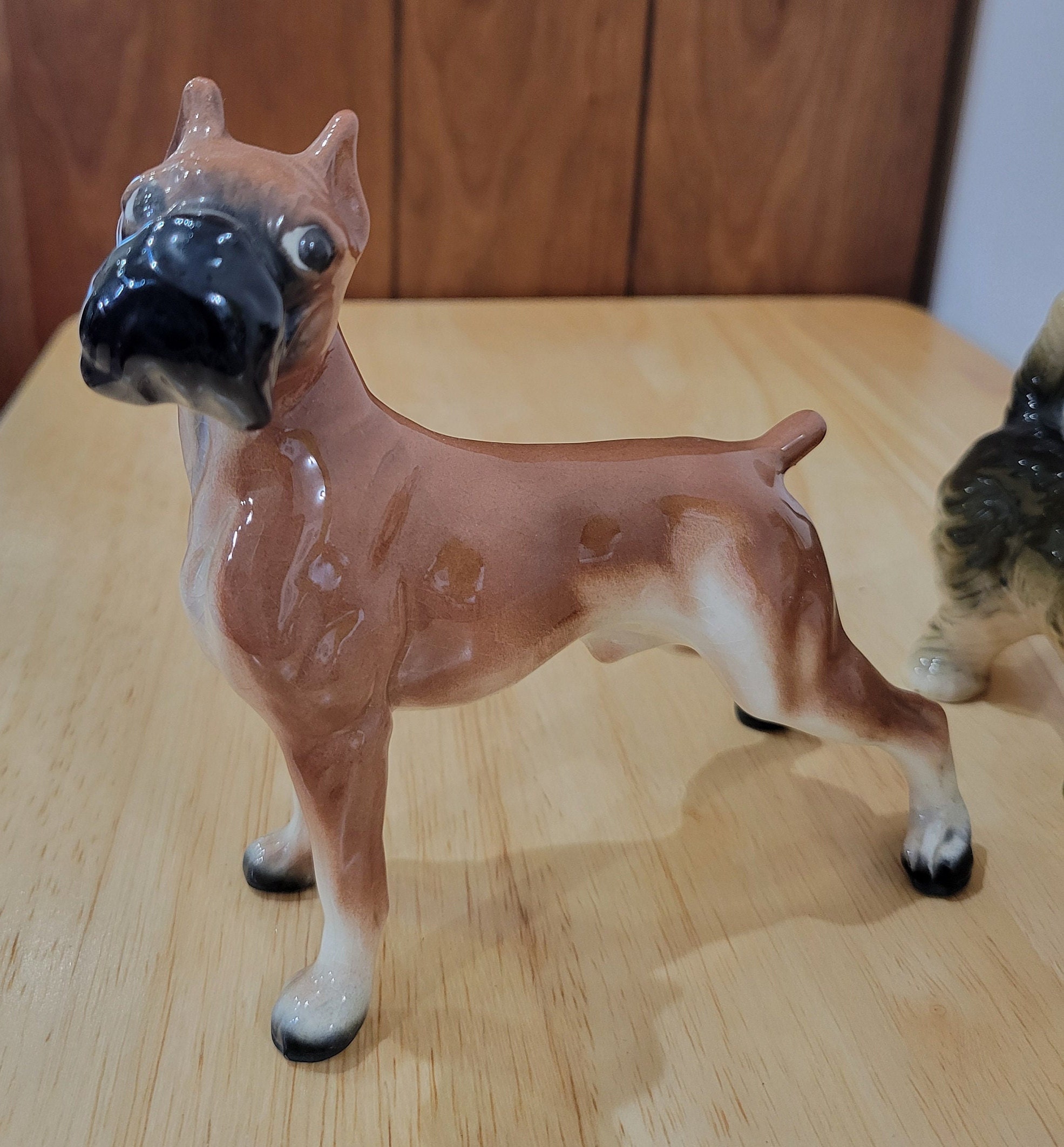 Vintage Porcelain Puppy Dogs, Made in Japan, Boxer, Basset Hound